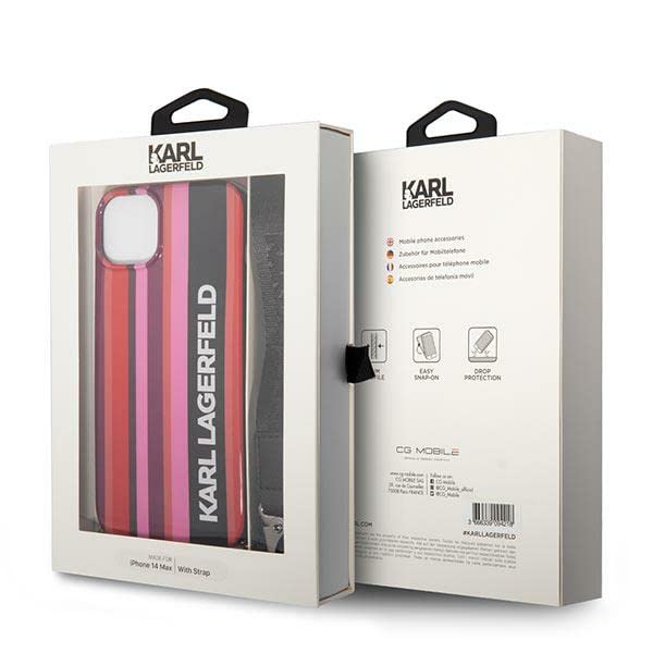 Coque Karl Lagerfeld iPhone 14 rigide rose rayures protection téléphone 6,1 pouces - 7