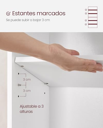 Miniatura 7 de Vasagle Librería De 6 Niveles, Estantería De Libros, Organizador Con Compartimentos, Estantes Abiertos Y Ajustables, Para Sala De Estar, Oficina, Dormitorio, Blanco Nube Lbc166t14