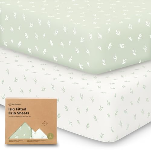 Image of KeaBabies 2-Pack Baby Crib Sheets for Boys, Girls - 52x28 Viscose Derived from Bamboo Toddler Bed Sheets Neutral, Fitted Crib Mattress Cover for Standard Baby Bedding, Soft & Cozy (Herb)