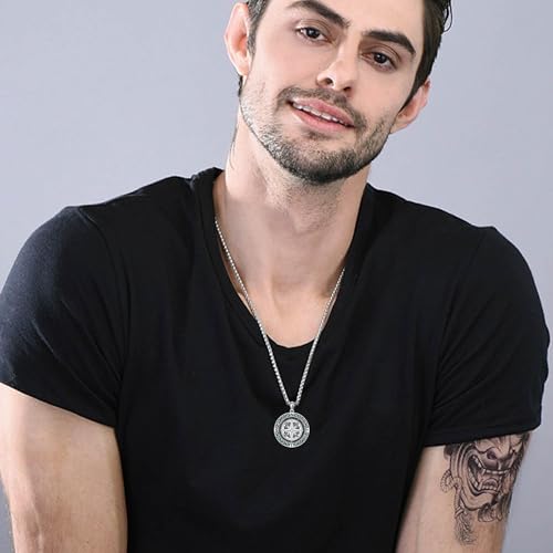 Compass Thor Hammer Necklace Sterling Silver Viking Compass Mjolnir Jewelry Gift for Men2