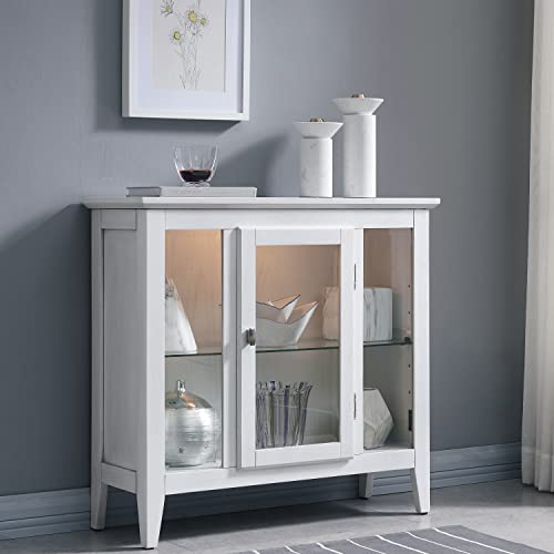 Image of Leick Home Ryan Curio Cabinet, 30 inch, Weathered White