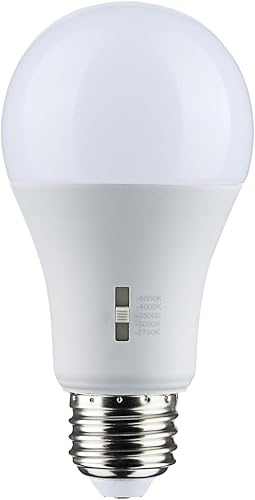 Miniatura 3 de Accesorio - Lámpara de repuesto de base media LED seleccionable A19 CCT de 5 W, 4.57 pulgadas de largo y 2.36 pulgadas de ancho, 12 vatios