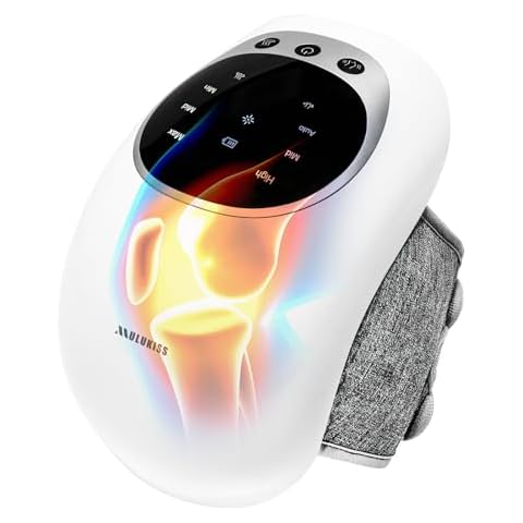 Knee Massager Smart Heated Vibration Knee Brace with Massage, Heat and keep warm, Rechargeable and Portable Cordless Knee Massage for Arthritis Pain/ Swelling/ Joint Relief, Both Sitting/ Lying Down Cover