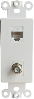 CAT6 Ethernet Coax Decorator Insert Wall Plate Female to Female - Coaxial CAT 6 RJ45 Keystone Jack Faceplate for Decorator Wallplate