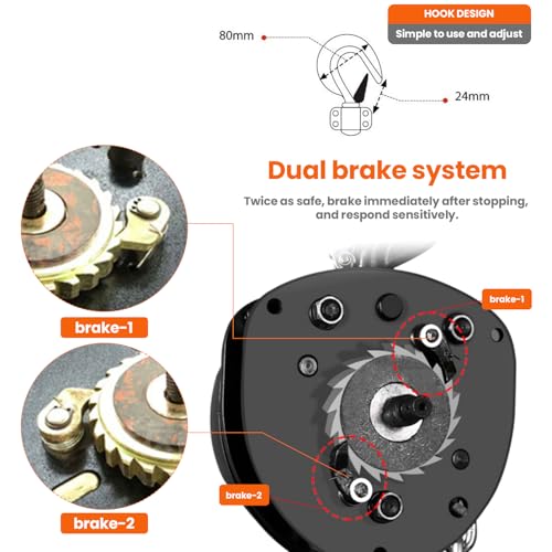 Anbull Flaschenzug, Kettenzug 1000kg, 5,8m Hubhöhe, Vollverzinkte Kette, Keine Ölflecken und rostfrei, Produktgewicht 12,4Kg