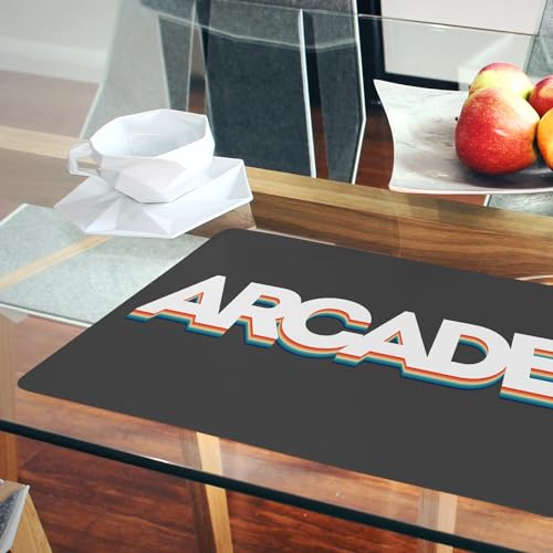 Sets de table en liège grand format imperméables au design retro noir mat