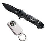 shoot-club24 Black Tac Knife von Walther, Einhandmesser inkl. Holster + ShoXx. Kompass