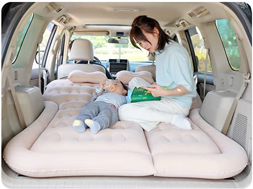 YEPLINS Colchão de ar para cama de campismo, cama insuflável para assento traseiro do carro, assento traseiro com duas almofadas e bomba de ar elétrica