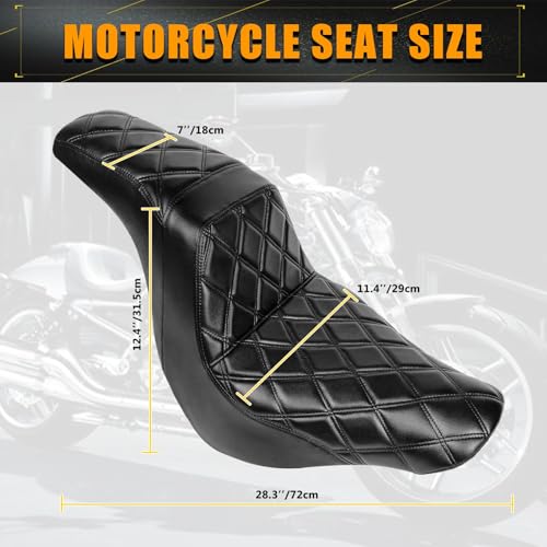 Sresk One-Piece Rider Driver Passenger Rear Seat Two-Up Seat Fit for Harley Sport Glide FLSB, Low Rider FXLR FXLRS FXLRST 2018-Later,Black by Sresk - Image 4