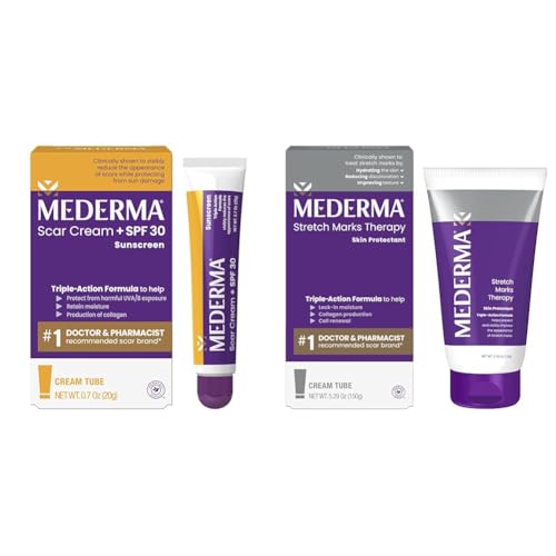 Mederma Scar &amp; Stretch Mark Treatment Bundle - Scar Cream Plus SPF 30 (0.7 oz) and Stretch Marks Therapy Cream (5.29 oz)