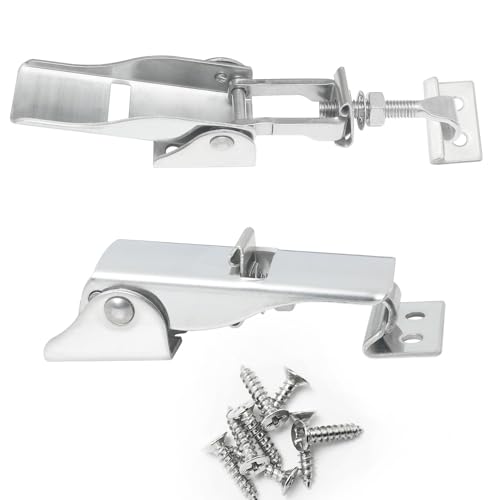 ITROLLE 2PCS 304 Stainless Steel Spring Loaded Draw Latch Clamp Cabinet Boxes Toggle Hasp Latch Compression Spring Toggle Latch Lock Adjustable Latch Buckle Toggle Catch Latch Lock Clamp with screws