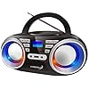 Tragbarer CD-Player | LED-Discolichter | Boombox | CD/CD-R | USB | FM Radio | AUX-In | Kopfhöreranschluss | 20…