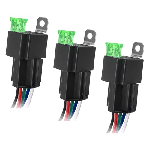 VCYOPN 3 PCS 30A Fused Relay Switch Kit, 12V 5-Pin Car Relay with 14&16AWG Harness & Buil-in Diode, SPST Electrical Relays Interlocking Harness Socket Holder for Truck Boat Van