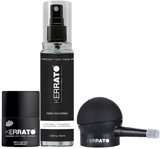 KERRATO HAIR FIBRES 4G (Dark Brown) With Fibrehold Spray (100ML) And Pump |Conceals Hair Loss Instantly - Natural Hair Thi... Price In India