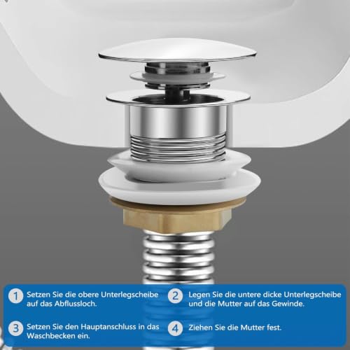 Bonde Lavabo Pop-up sans Trop-Plein Chrome Poli Laiton, Trou 4,1-4,8 cm – vue 6