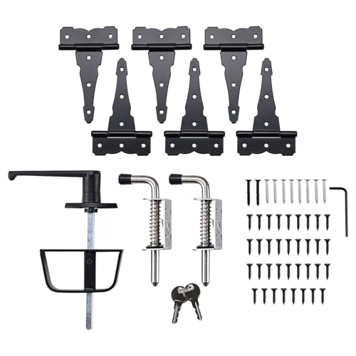 Shed Door Kit 5-1/2 L-Handle Door Lock with 2pcs Stainless Steel Latches and 6pcs 6 Hinges