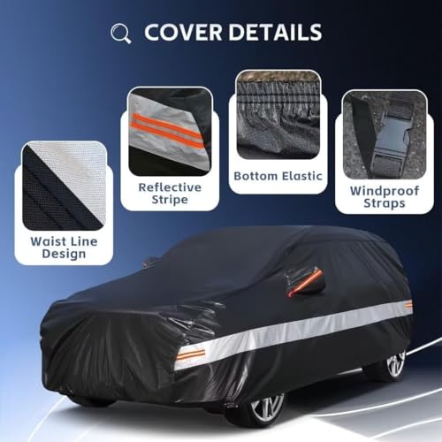 Holthly 10 Schichten Autoabdeckung Kombi 100% Wasserdicht,Auto Abdeckplane für Vollgarage.Autoplane Passend für Audi A4 Avant,VW Passat Estate,Octavia Combi,BMW 3er Touring.Autogarage Schwarz C13