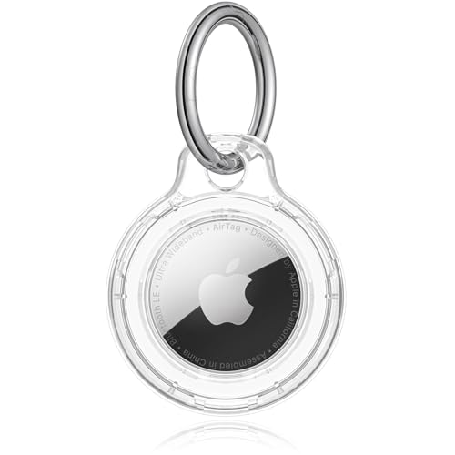 Image of Tobfit Air Tag Holder, Airtag Keychain Holder, Anti-Scratch, Twist Lock Design, Air tag Case with Metal Key Chain Ring - AirTag Accessory for Kids, Keys, Pets, Luggage, & More, Transparent
