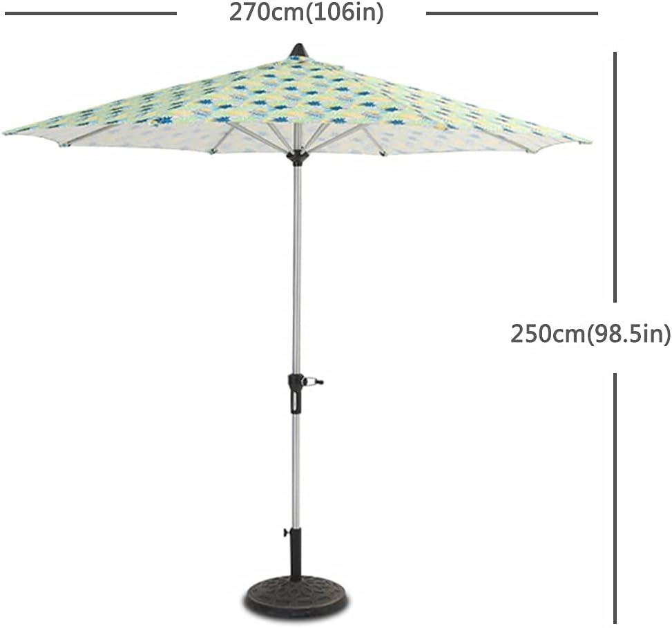 Garden Parasol Umbrella, 270cm Printed Umbrella with Crank Sun Protection Parasol Patio Umbrella, Table Parasol Umbrella for Patio Beach Pool Umbrellas
