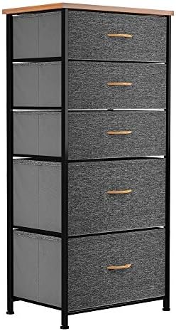 YITAHOME Chest of Drawers, Cationic Fabric 5-Drawer Storage Organizer Unit for Bedroom Living Room Closet, Sturdy Steel Frame, Easy Pull Fabric Bins & Wooden Top, Fabric Dresser
