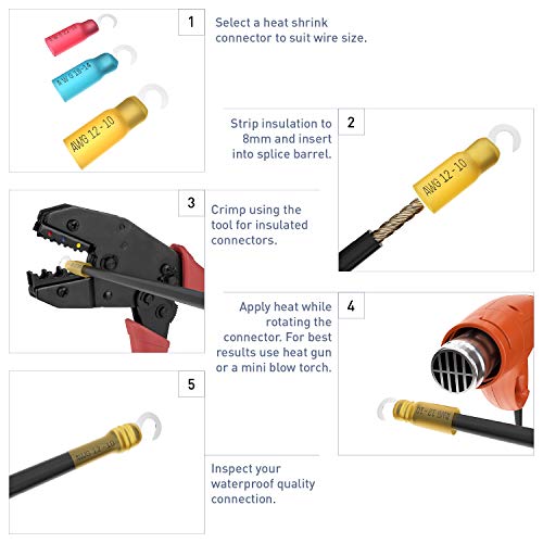 image for E-VOLT Male Spade Wire Connectors – 80 PC 3:1 Polyolefin Heat Shrink