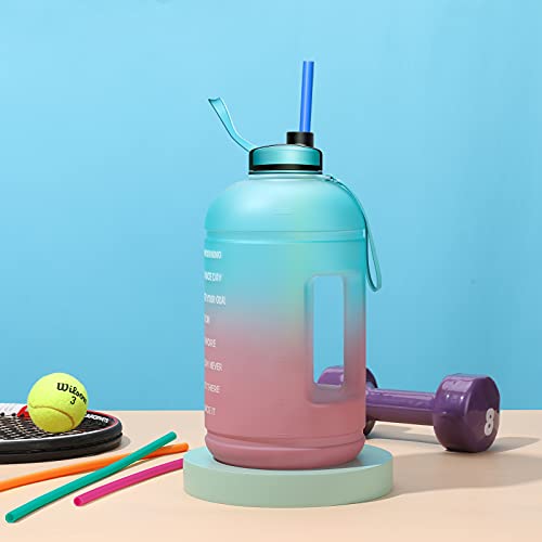 ４ Pack, Extra Long 15 Inch Reusable Silicone Straws For Large Water Bottle, Wine Bottle - 1 Gallon 128 75 64 Oz Tumbler - Flexible Drinking Straws For Extra Tall Cups - 2 Cleaning Brushes #TOP1