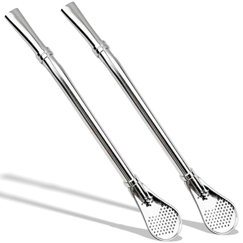 Gourd Drinking Filter Straws – Set of 2 Reusable 304 Stainless Steel 6-Inch Straws for Yerba Mate, Loose Leaf Tea, and Coffee