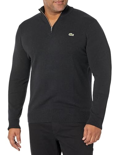 Lacoste Men's Quarter Zip High Neck Sweater, Noir, 4X-Large