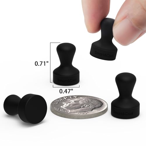 SMARTCOOL-Black-10-Pack-Strong-Silicone-Push-Pin-Magnets-Anti-Scratch-Fridge-Magnets-Small-Push-Pin-Magnets-Magnets-for-Refrigerator-Whiteboard-Kitchen-School