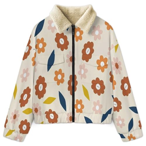 Chaqueta de forro polar para mujer con cremallera completa y estampado floral de verano 3