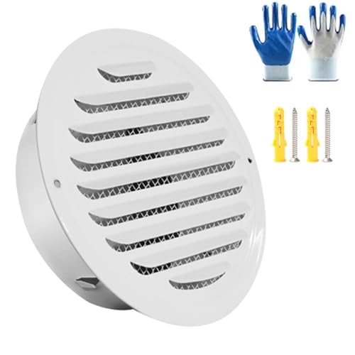 Genérico 160mm Blancos Rejilla De Ventilación Plana, Ventilación De Aire De Pared De Acero Inoxidable, Campana De Ventilación Exterior Redondo para Pared, para Sistemas De Conductos(160mm)
