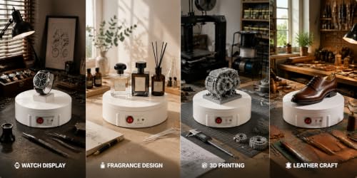 JAYEGT Motorized Rotating Display Stand, 350Lbs Load,360 Degree Electric Rotating Turntable for Photography Products Display,Live Show,Remote Control +5 Colors Backgrounds (White/11.8inch / Wired) by JAYEGT - Used condition - Image 7