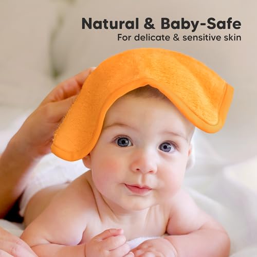 Image of 6-Pack Baby Washcloths - Soft Absorbent Viscose from Bamboo Washcloths for Face, Body, Baby Towels for Newborn, Kids, Toddlers, Infant, Gentle on Sensitive Skin, 10x10 Reusable Face Towels (Carrot)