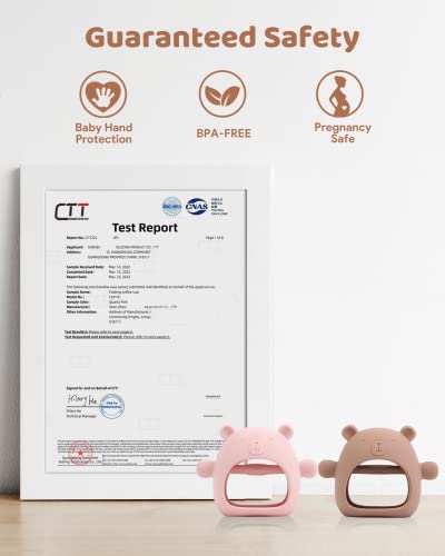 2 Packs Baby Teething Toy Silicone Bear Teething Mitten For Babies Over 3 Months Anti Dropping Wrist Hand Teethers Baby Chew Toys For Sucking Needs, Bpa Free #TOP4