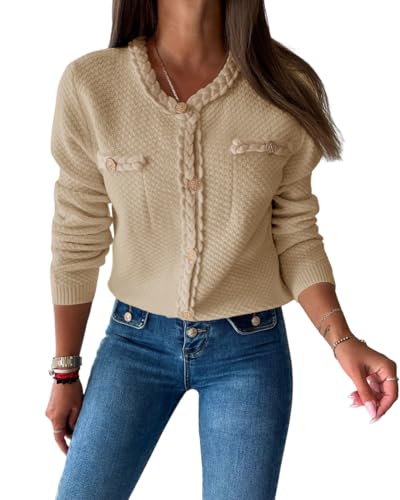 Saodimallsu Womens Button Up Cardigan Cable Knit Trendy...