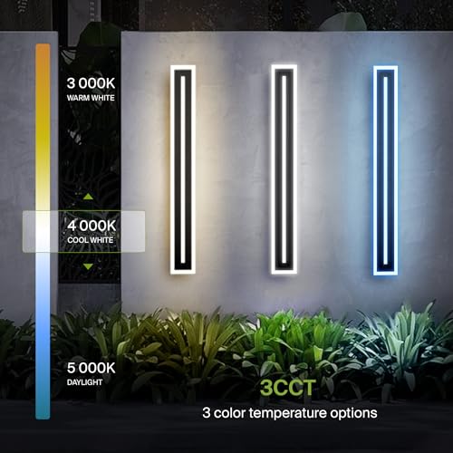 ASD LED 48" Long Wall Mount Light Fixture, Outdoor & Indoor Linear Sconce | 3CCT, Dimmable, Waterproof, Anti-Rust, ETL Listed | 36W 2100LM 3000-5000K 100-277V | Exterior Porch Lighting | Black by ASD - Used condition - Image 5