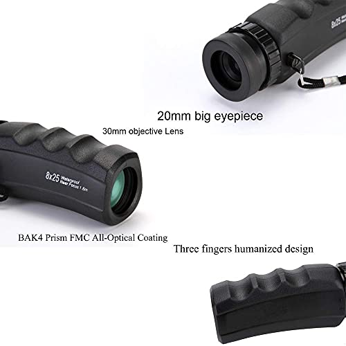 Monocular 8X25 portátil prismático con lente FMC resistente al agua miniatura 6