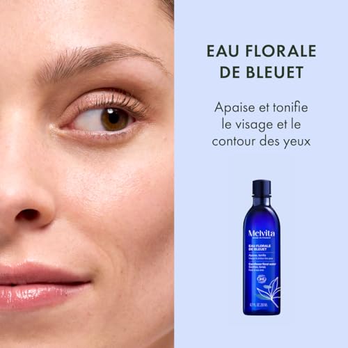 Melvita - Eau Florale de Bleuet - Apaise et Décongestionne Yeux Fatigués, Réduit Cernes et Poches - Peaux Sensibles - 200 ml (Lot de 2)
