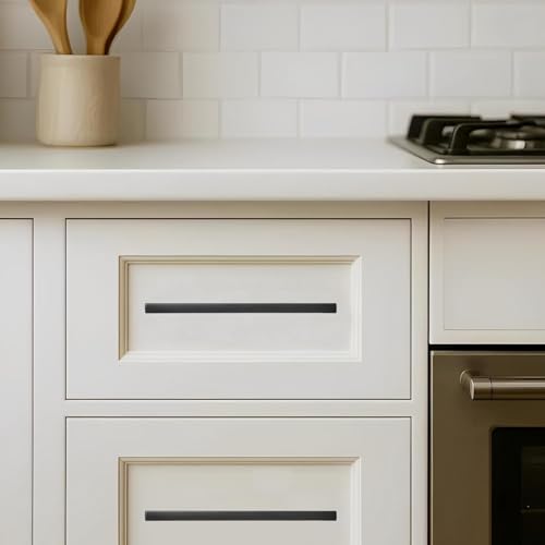 khtumeware 3 Pack 18 inch Center to Center Solid Black Cabinet Pulls Square Bar Drawer Handles Cabinet Handles Matte Black Drawer Pulls Kitchen Cabinet Hardware by khtumeware - Used condition - Image 3