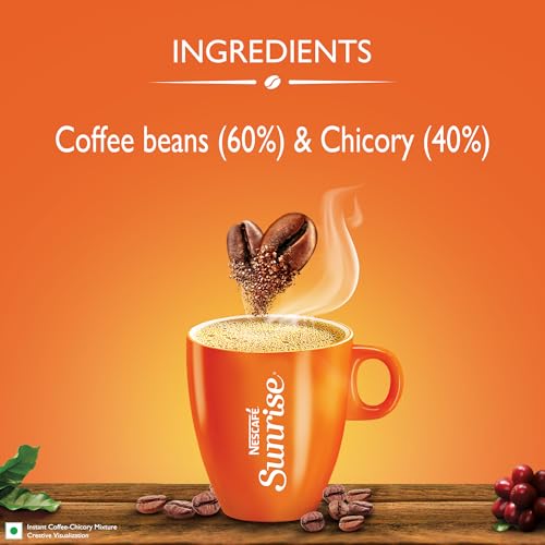 Image of Sunrise Instant Coffee Powder Bag by Nescafe | Rich Aroma for the perfect start to your day | Coffee Chicory-Mix | 90 grams stabilo (Pack of 3)