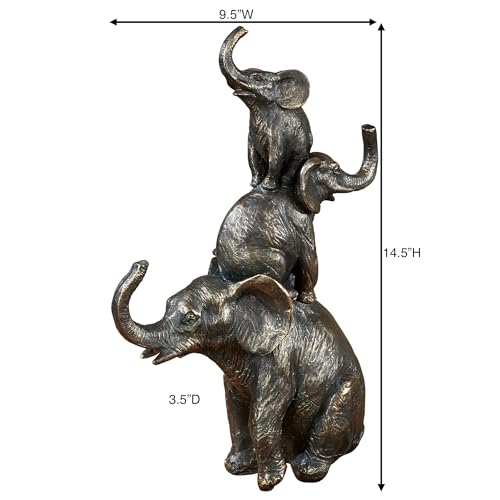 Estatua de Elefantes Apilados de Bronce y Dorado 14.5 pulg miniatura 3