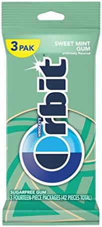ORBIT Sweet Mint Sugar Free Chewing Gum, 3 Packs of 14 Pieces, (42 Total)