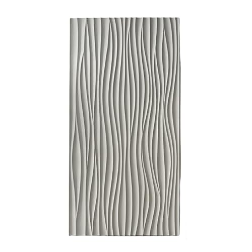 RENLXFI Wave Board Textured 3D Wall Panels, 1200 X 600 Modern Pu Wallpaper Tiles Background Cladding for Bedroom Headboard Bathroom(Gray A,1 Pack)
