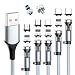 Produktbild AMZLIFE Magnetisches USB Kabel, 3 in 1 Magnet Ladekabel [5Stück 0.5m+1m+1m+2m+3m] 360°&180°Rotierendes 2.4A Nylon USB Ladekabel Geflochtenes USB Kabel für iProdukt/Micro USB/Type C/Samsung/Huawei