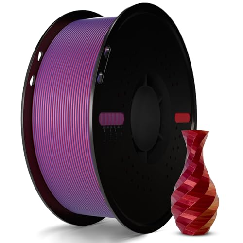 Miailuy 1.75mm Tricolor PLA 3D Printer Filament(SilkRedGoldPurple), Iridescent Effect, 3D Silk Rainbow Filament Changes Color with Viewing Angle, Dimensional Accuracy +/-0.02mm, 2.2lbs/Spool