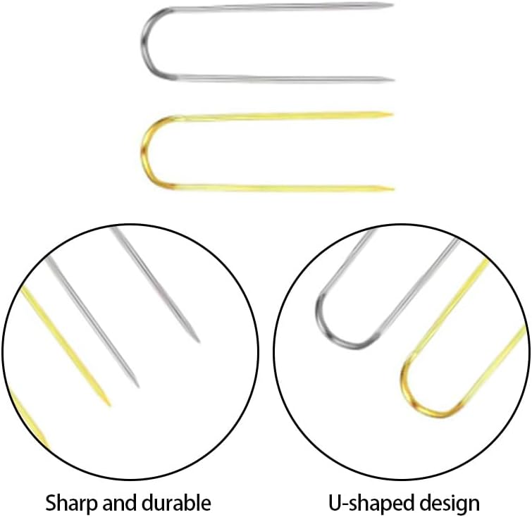 200 Pcs U-Shaped Fork Pins Bifurcated Quilting Sewing Needles, Double Blocking Pins for Fabric Crafts, Jewelry Display, Wreaths Flower Arrangement and DIY Home Decor