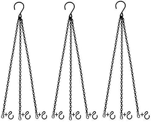 Uarepretty 3 Sets 24 Inches Hanging Chains for Planters, Ornaments， Bird Feeders, Billboards, Fruit Basket, Indoor and Outdoor (Black)
