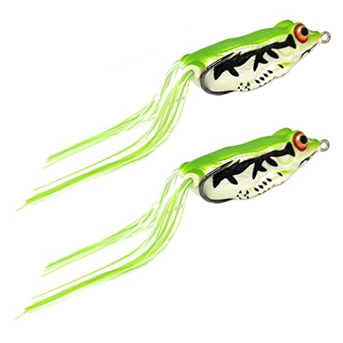 Reaction Tackle Hollow Body Frogs - Weedless Topwater Frog Lure for Largemouth Bass, Snakehead and Pike - 2.5-Inch Soft Plastic Hollow Body Lures for Heavy Cover (2-Pack) - Cuban Tree Frog