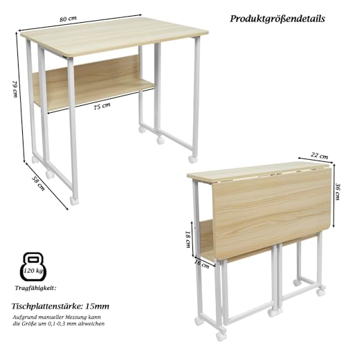 Table d’ordinateur rabattable Fiutazge petit espace avec tapis de pieds - 4
