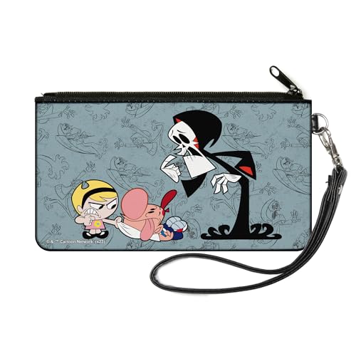 Warner Bros. Animation Zip Around Clutch Wristlet Travel & Credit Card Holder Wallet, The Grim Adventures of Billy Mandy Group Pose and Grim Gray, Canvas